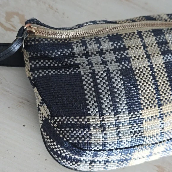Clare V Plaid Fanny Pack In Navy/Cream - Picture 3 of 13